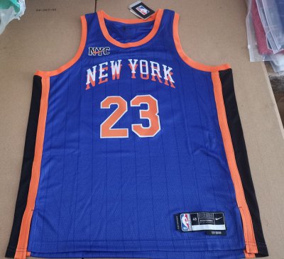 Maillot de Basket #23 Robinson Knicks 23-24 city Bleu Imprimé